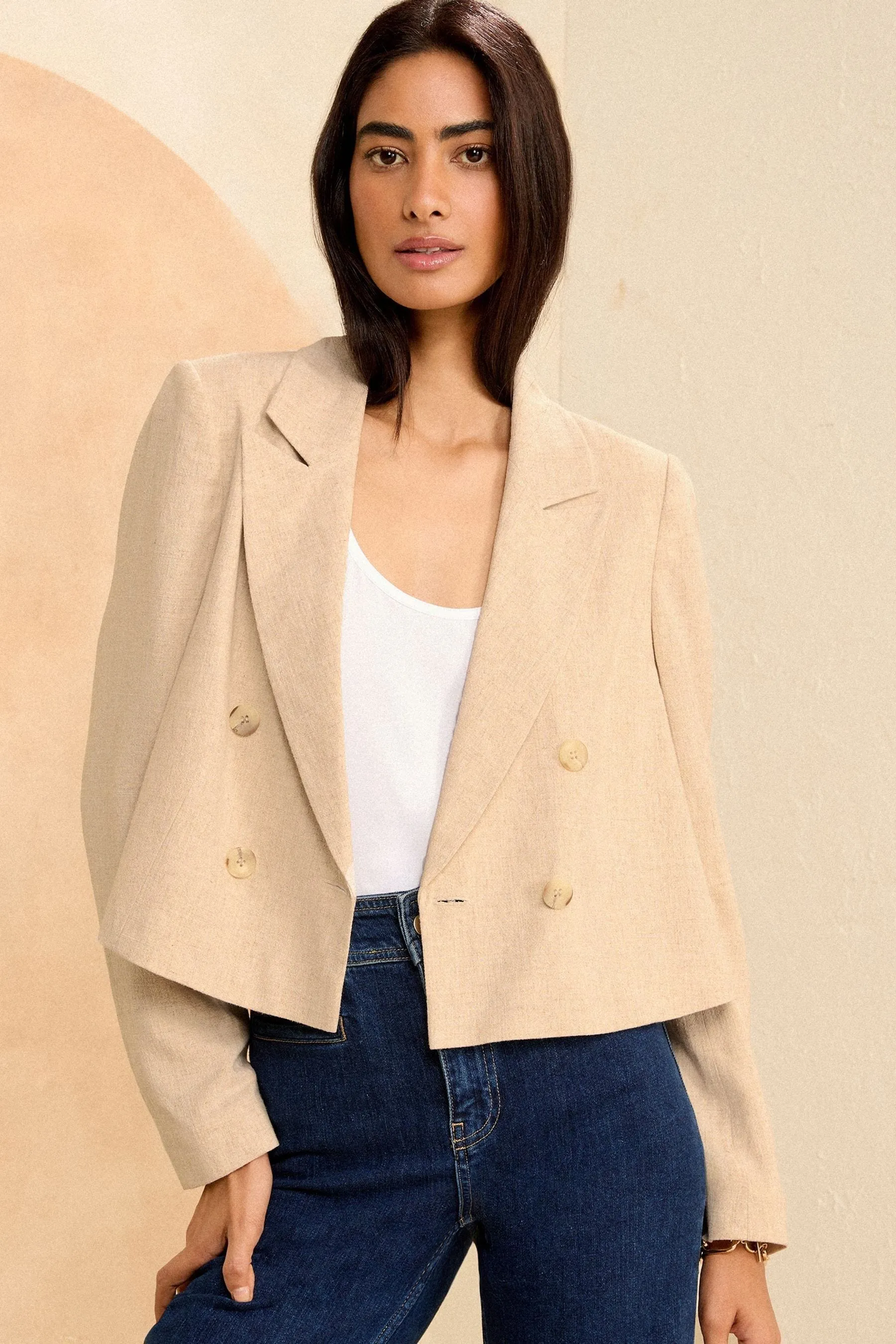 Love & Roses Corto - Blazer doppiopetto in lino