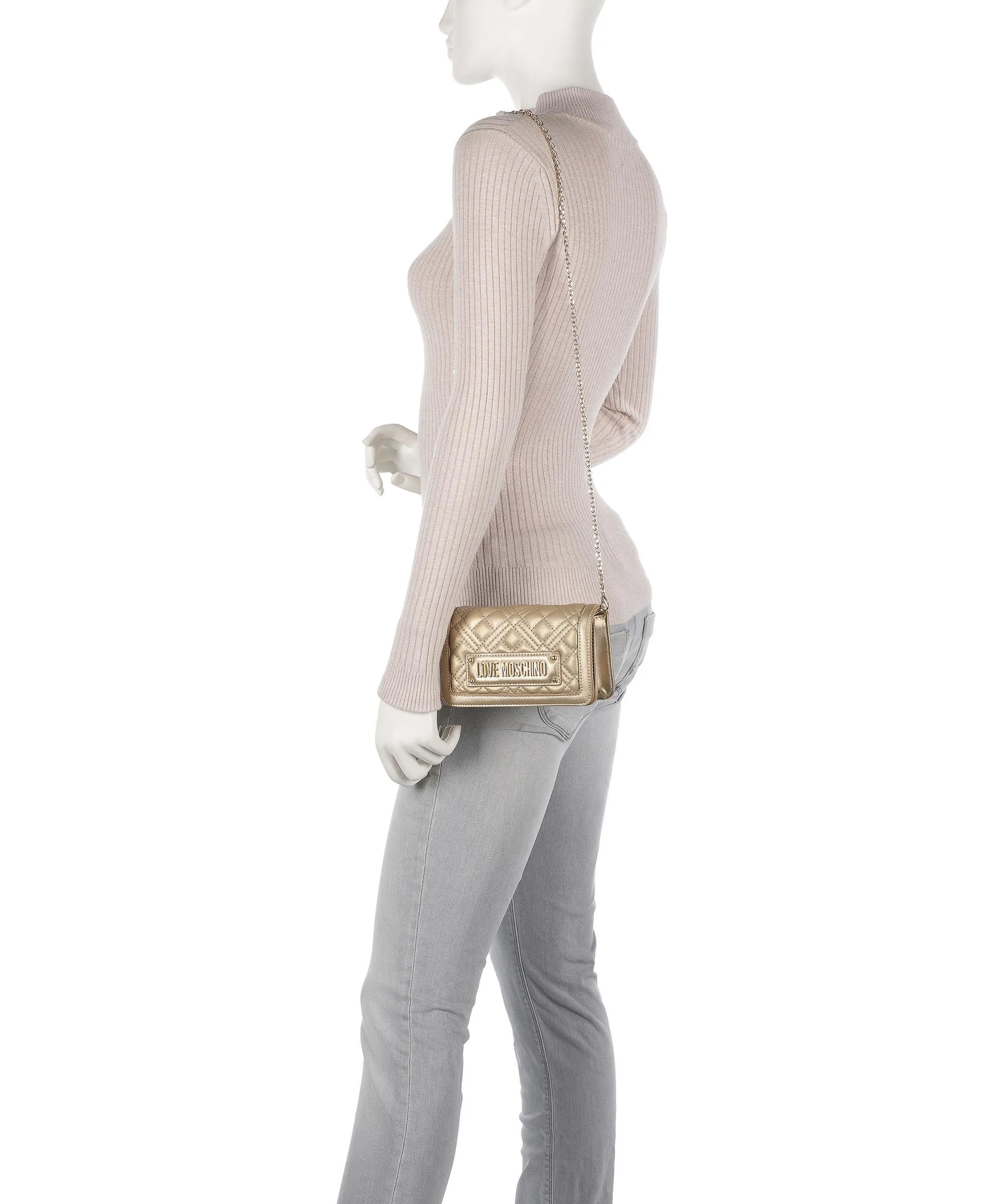  Love Moschino Quilted Borsa a tracolla pelle sintetica oro  