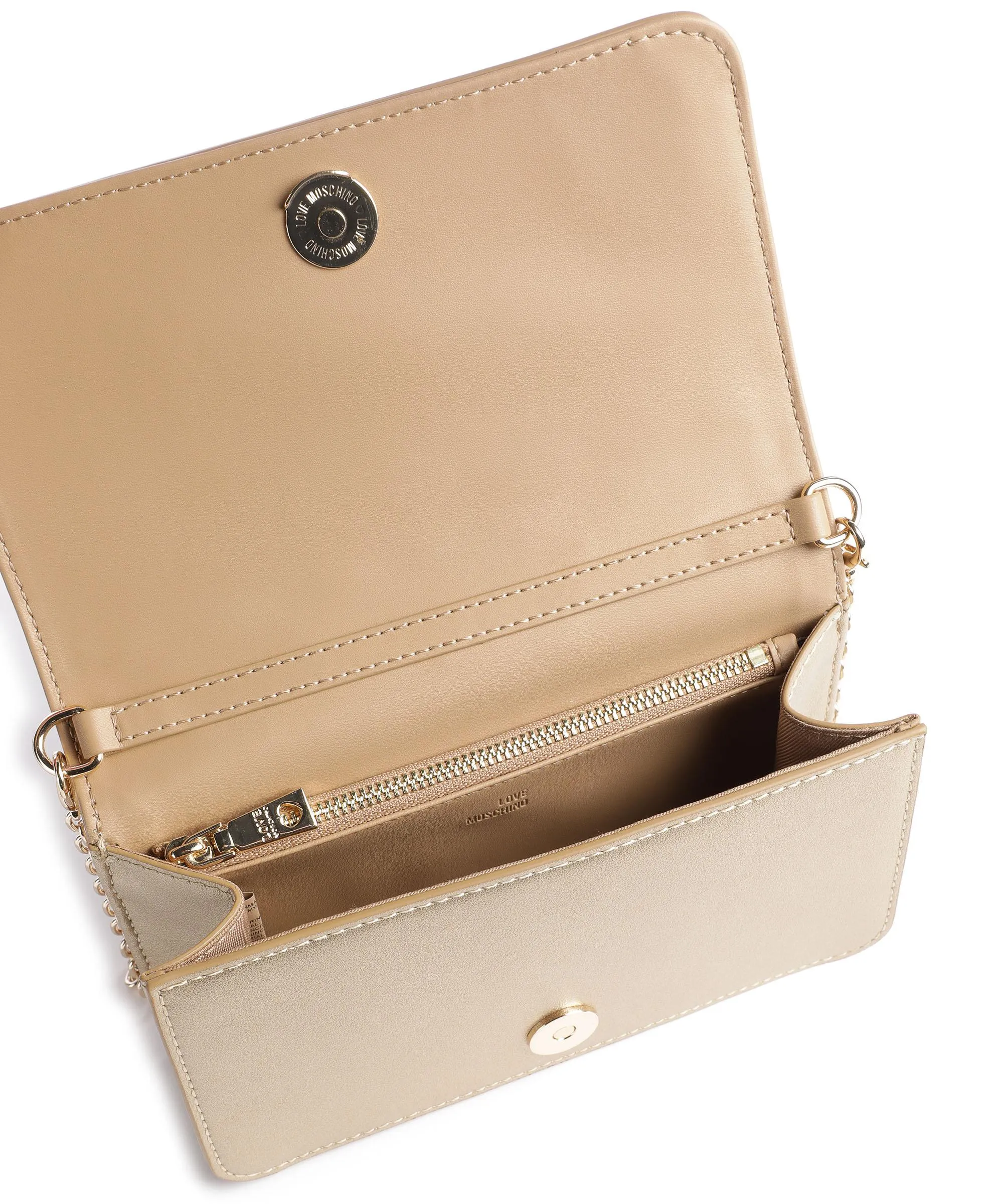  Love Moschino Quilted Borsa a tracolla pelle sintetica oro  