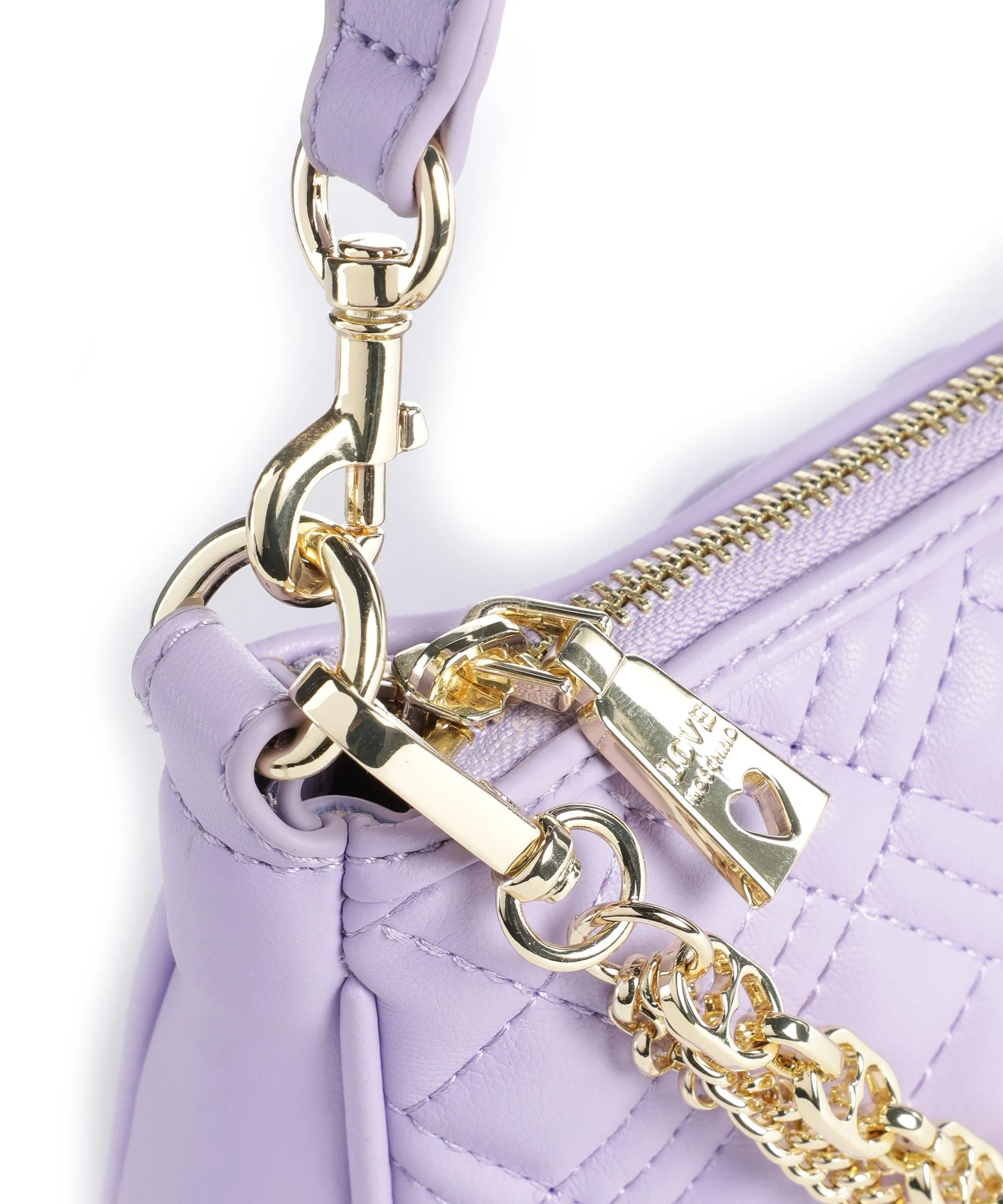  Love Moschino Quilted Multi Chain Borsa a spalla pelle sintetica lavanda  