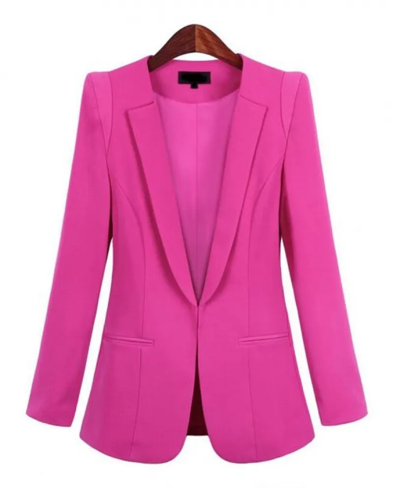 M 4xl Blazer da donna con collo dentellato a maniche lunghe Tinta unita Primavera Autunno Giacca da donna slim con cardigan in t