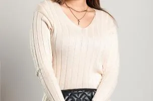Maglia con maniche lunghe, beige