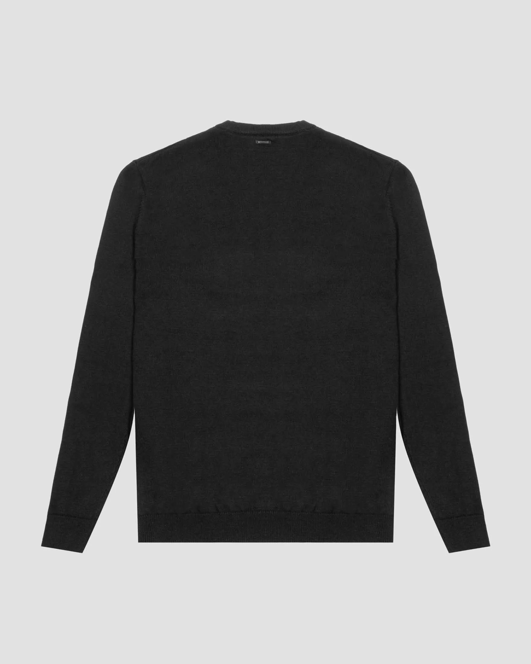 Maglia nera girocollo con lavorazione jacquard 3D
