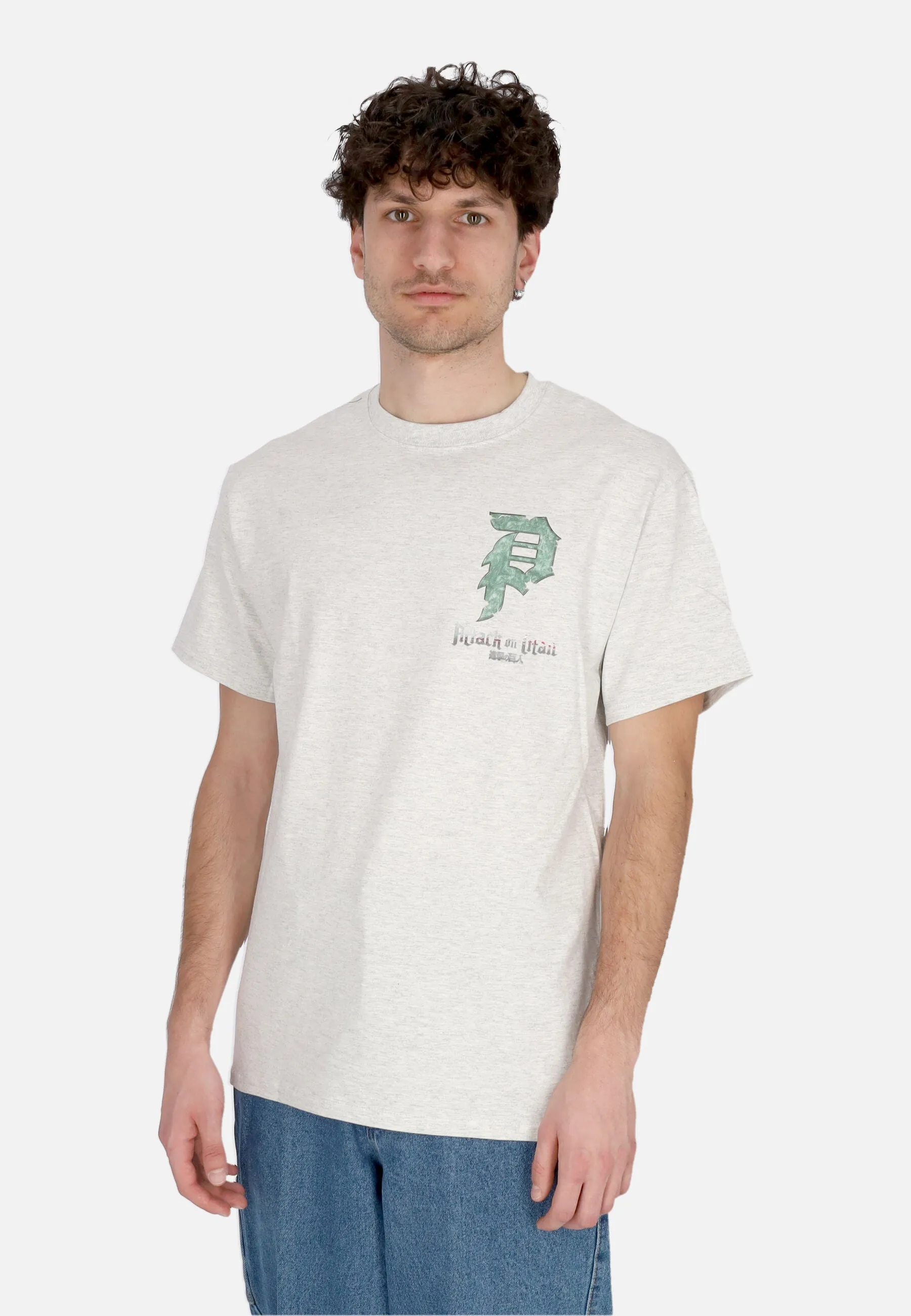 Maglietta Uomo Reiner Dirty P Tee X Attack On Titan Ash Heather