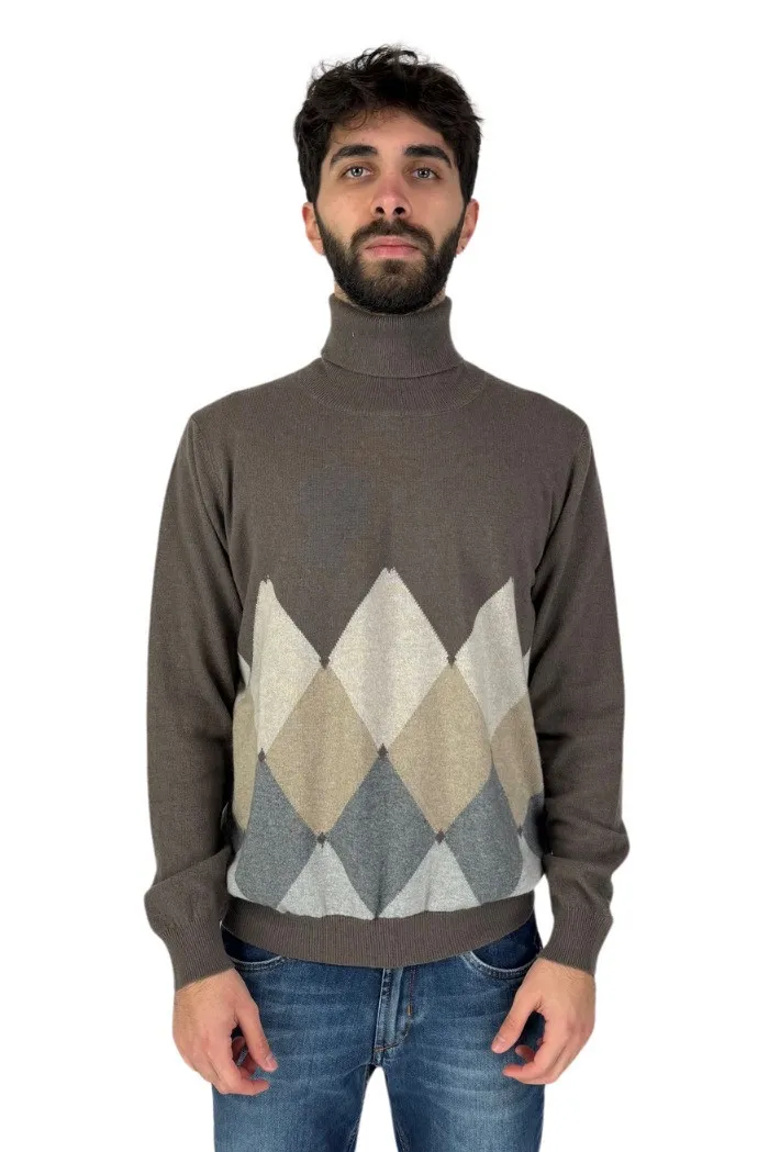 Malagrida dolcevita in lana e cashmere a fantasia 1/30310