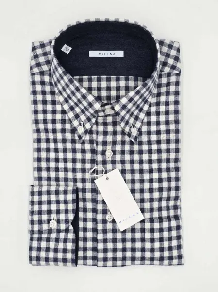 MILENA Camicia manica lunga con taschino Flanella Regular Fit
