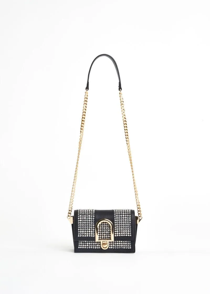 Mini borsa crossbody con strass