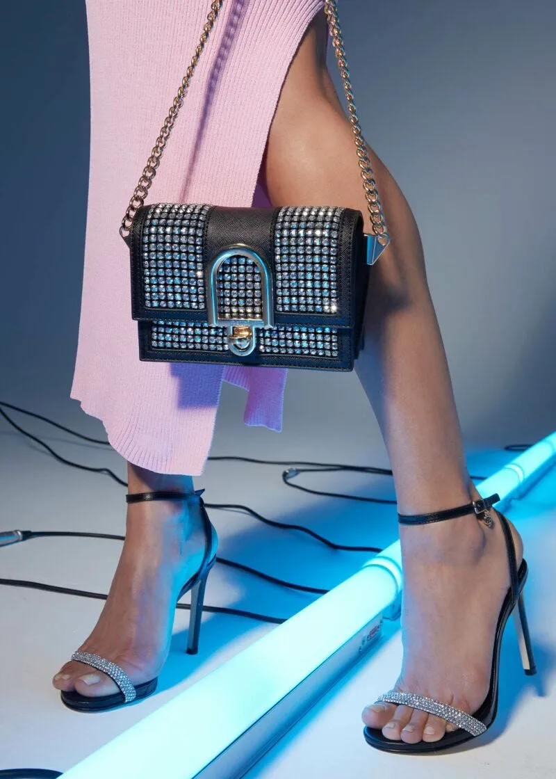 Mini borsa crossbody con strass