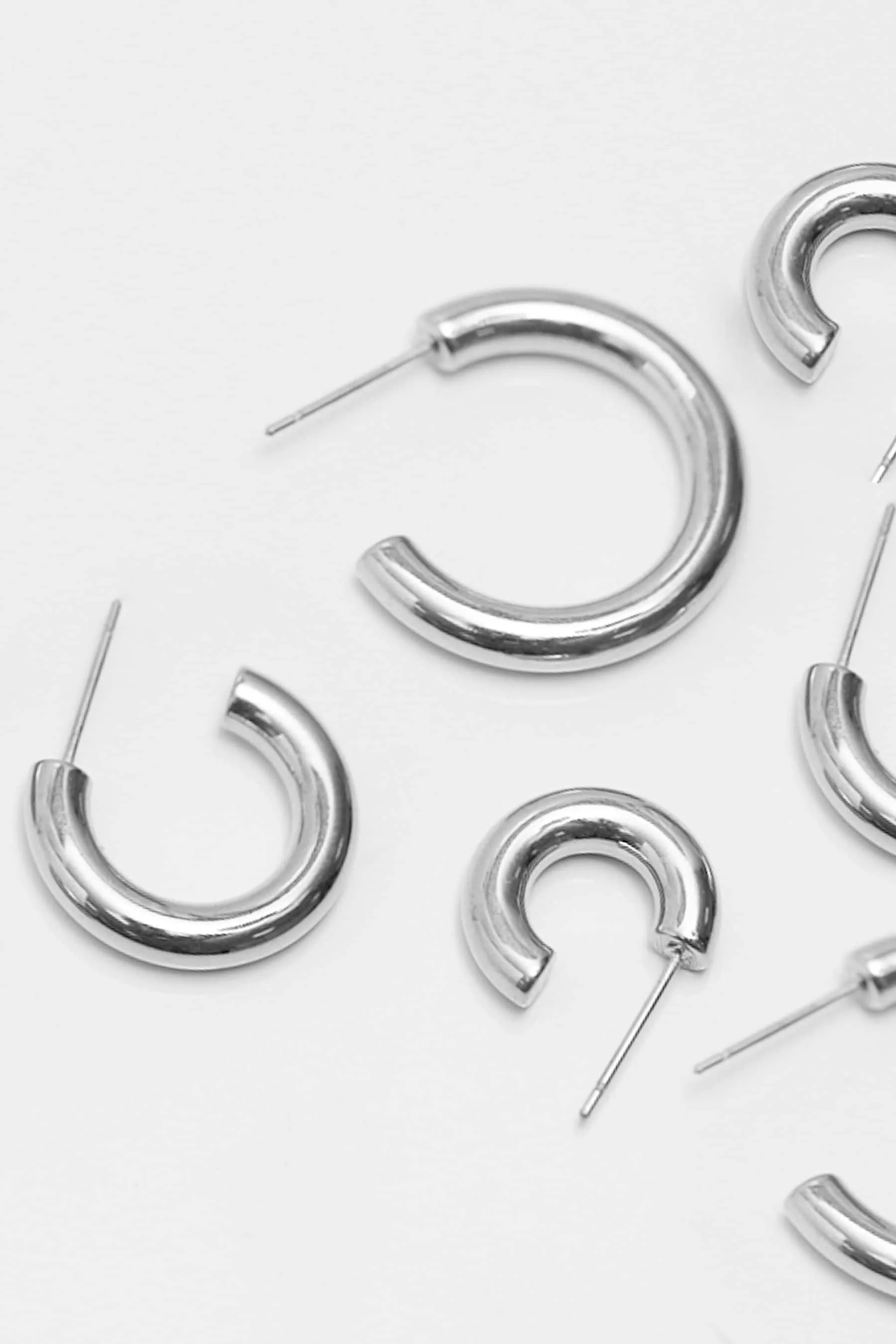 Mood Tone - Orecchini a cerchio semplici lucidi Confezione da 3