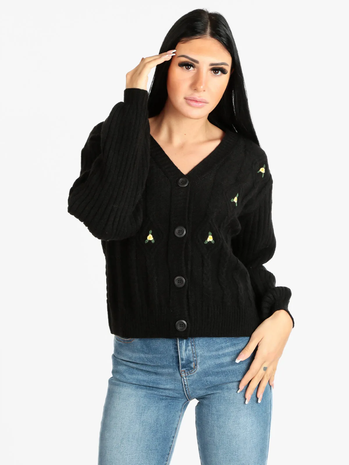 New Collection Cardigan femme à fleurs brodées