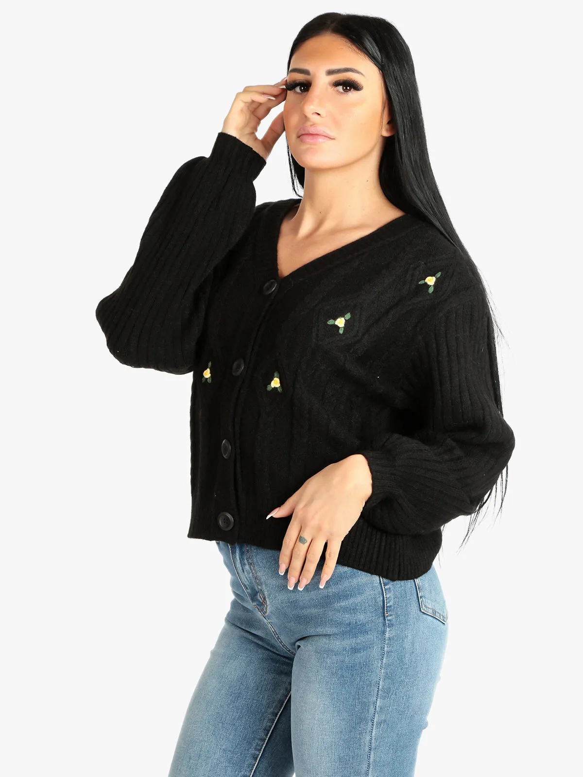 New Collection Cardigan femme à fleurs brodées