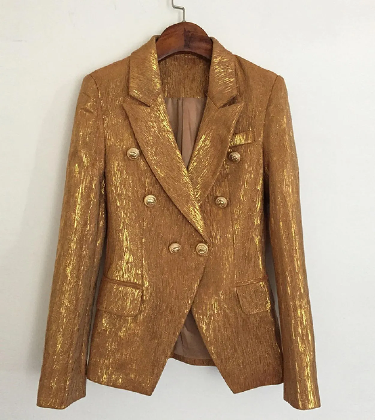 New Fashion 2023 Designer Blazer Party Womens Lion Bottoni in metallo Blazer doppiopetto Giacca Abbigliamento esterno Goldblazer