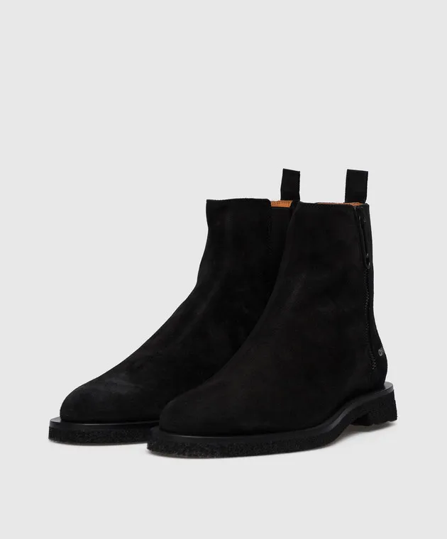 Off-White Stivali in camoscio nero con logo OMID011F22LEA001