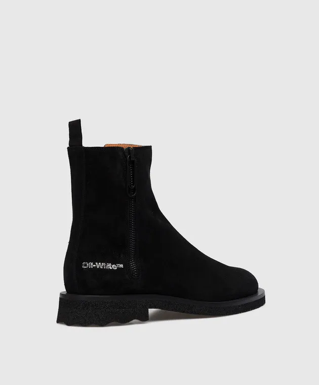 Off-White Stivali in camoscio nero con logo OMID011F22LEA001