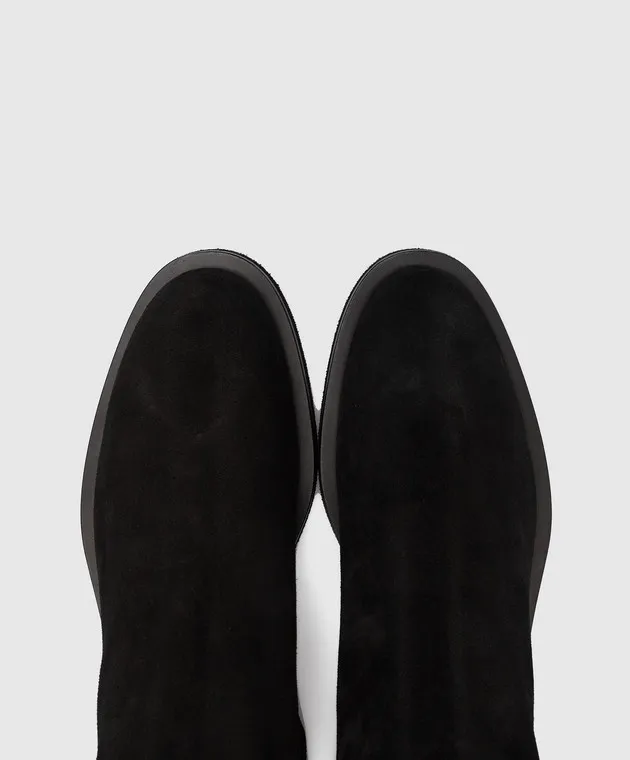 Off-White Stivali in camoscio nero con logo OMID011F22LEA001