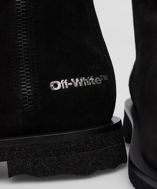 Off-White Stivali in camoscio nero con logo OMID011F22LEA001