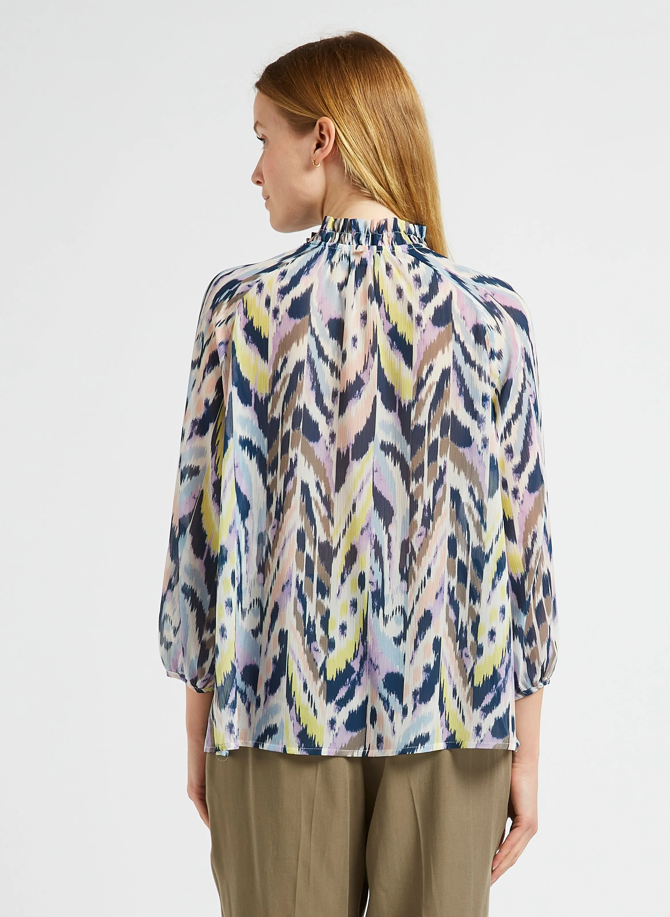  ONE STEP   CARTER - Top fluido con collo alla vittoriana stampato | Bianco