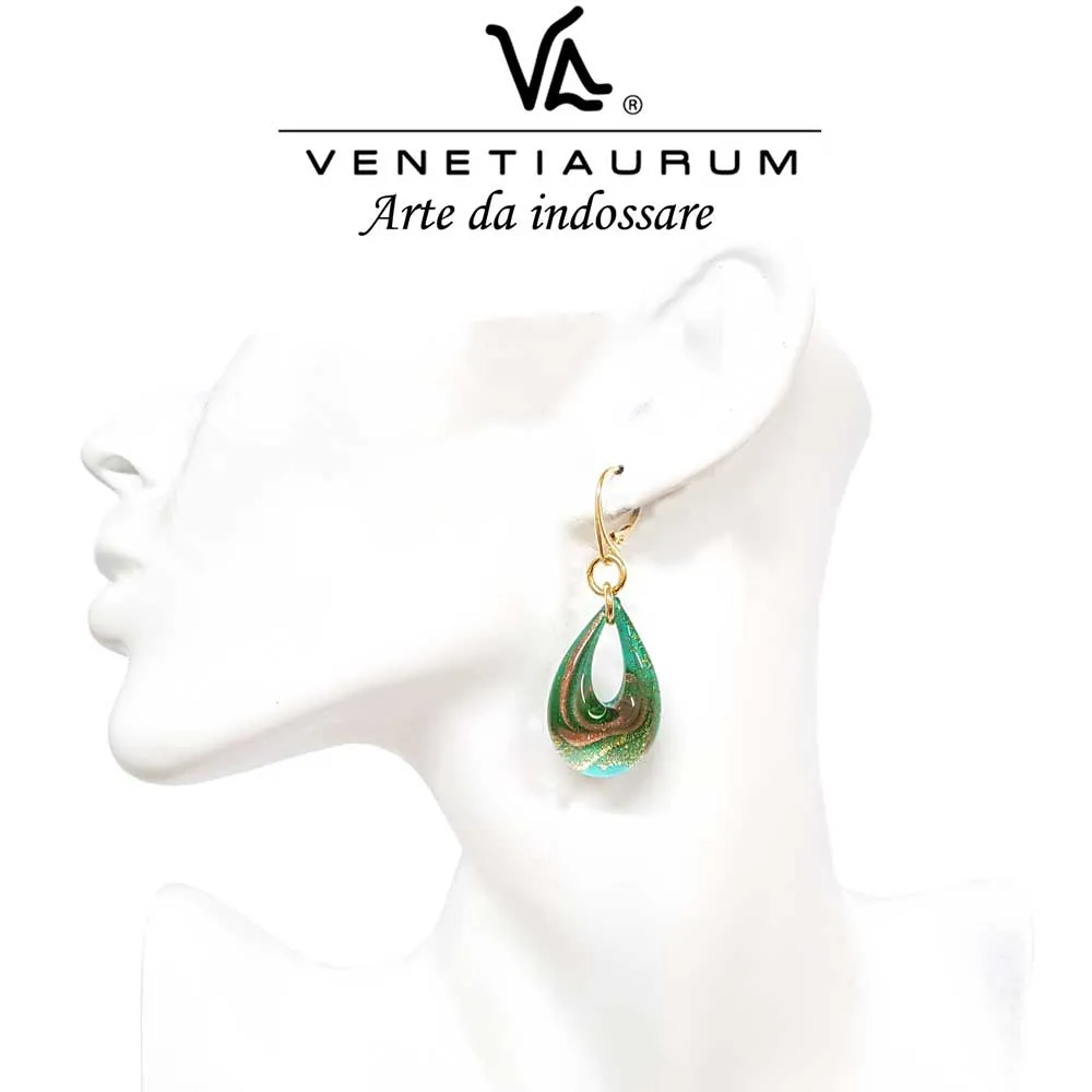 Orecchini Goccia Verde in Vetro di Murano