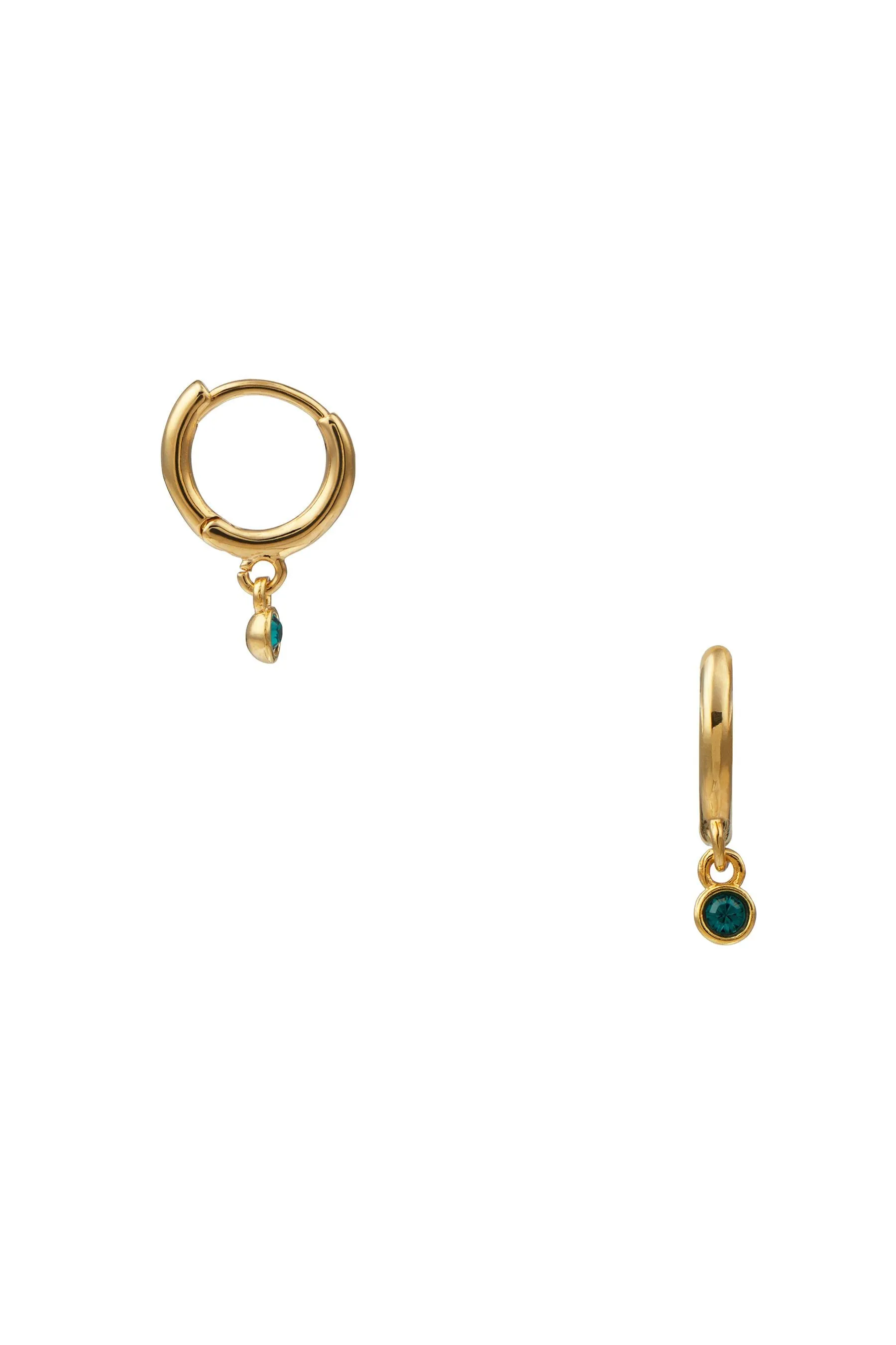 Orelia London - Mini orecchini a cerchio con pendente smeraldo