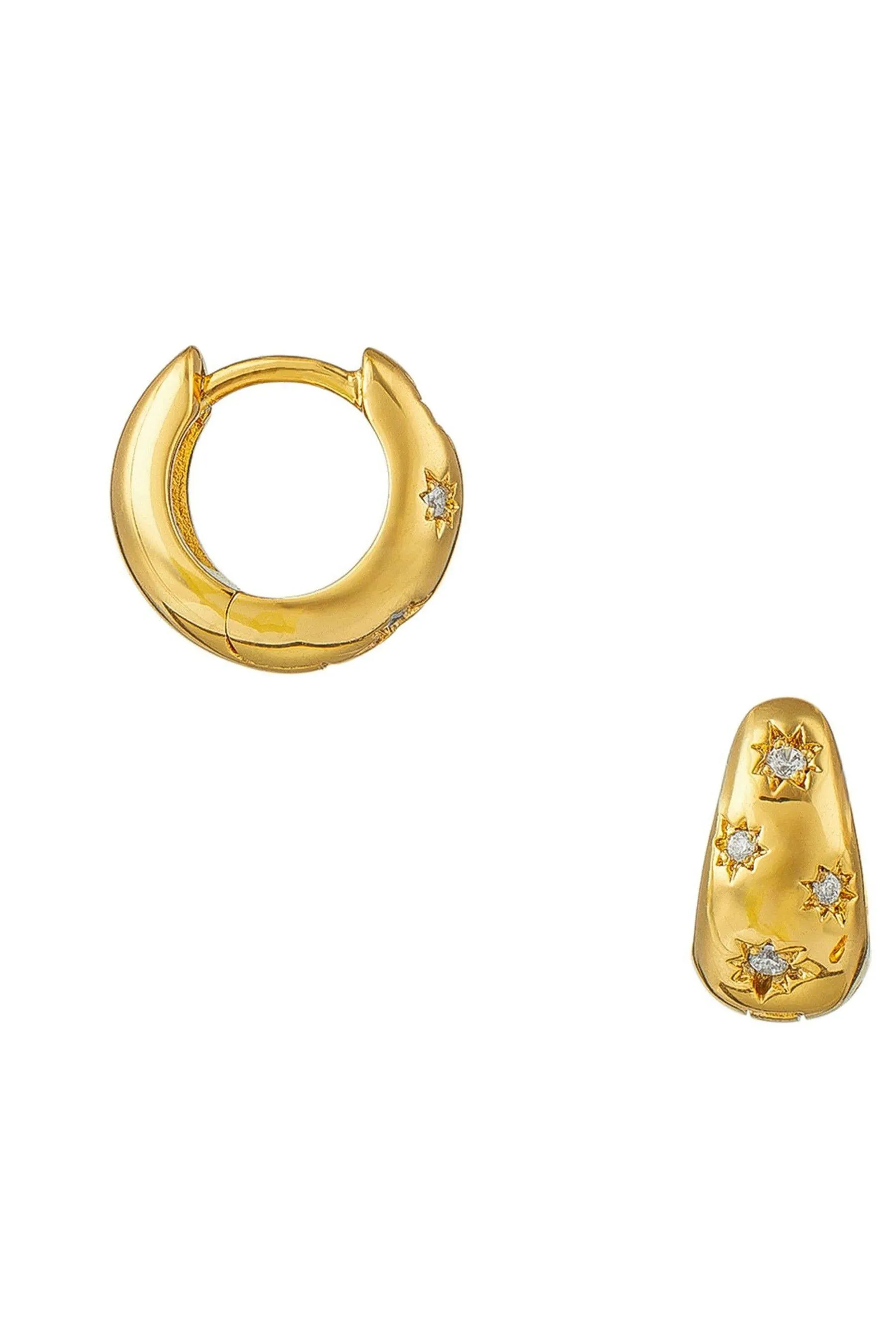 Orelia London Oro placcato - Starburst - Orecchini a cerchio stretti in fondo con cristalli incise