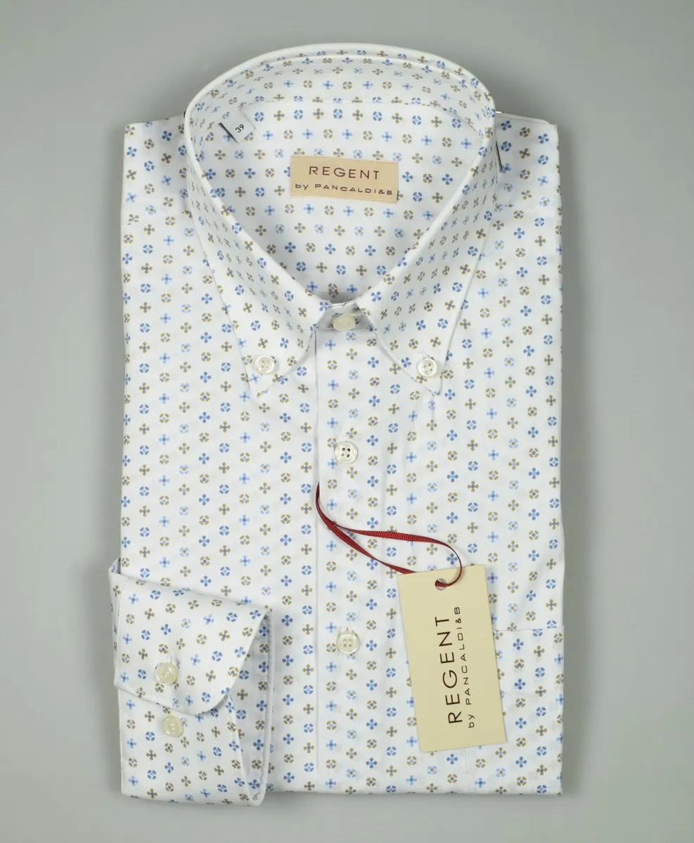 Pancaldi regular fit shirt in printed stretch cotton