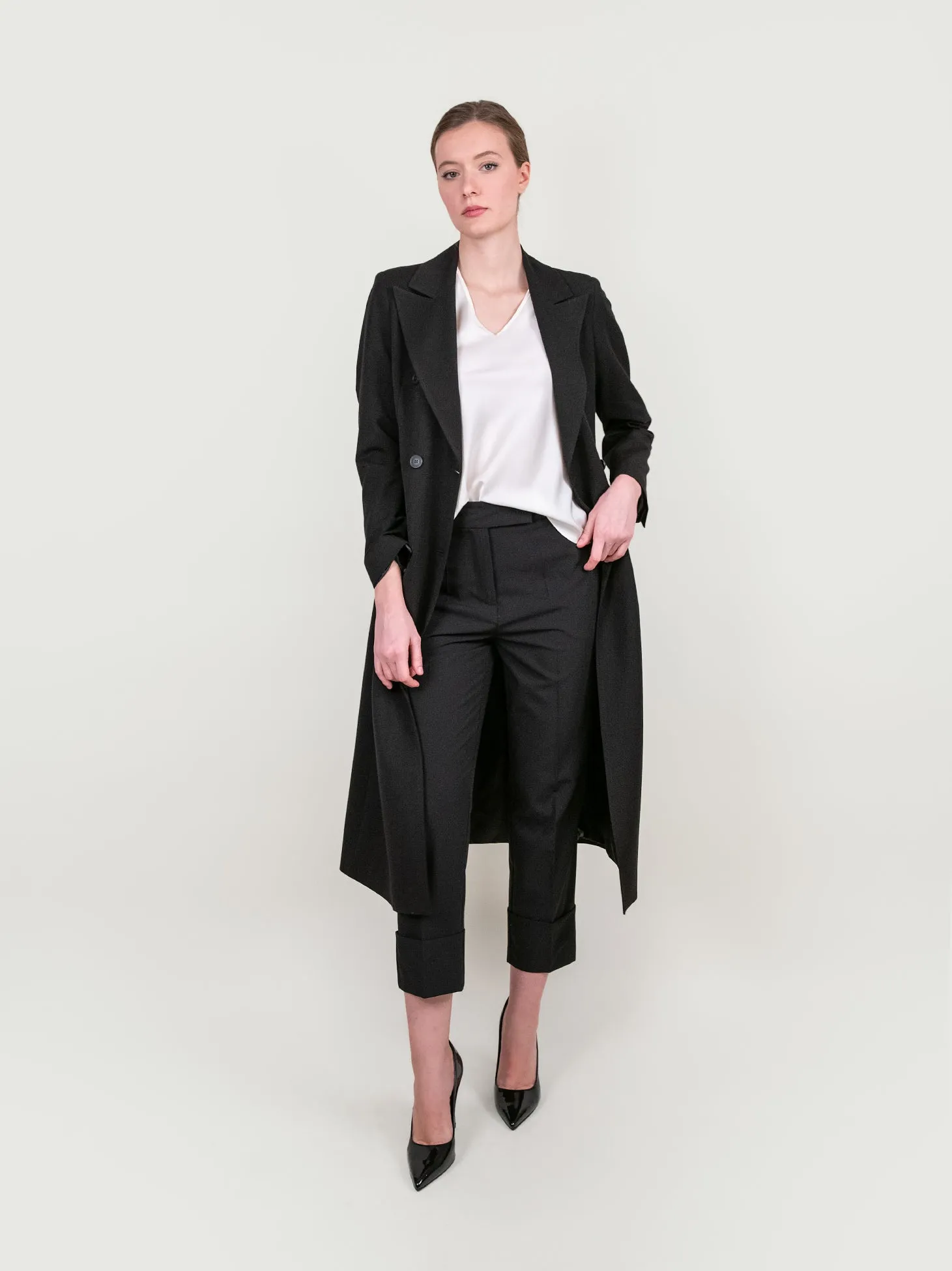 PANTALONE CON MAXI RISVOLTO IN TESSUTO NERO