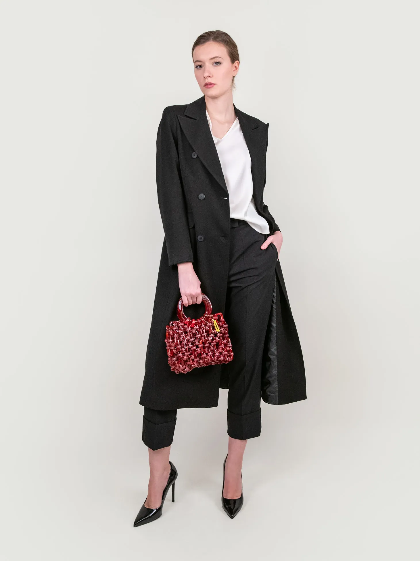 PANTALONE CON MAXI RISVOLTO IN TESSUTO NERO