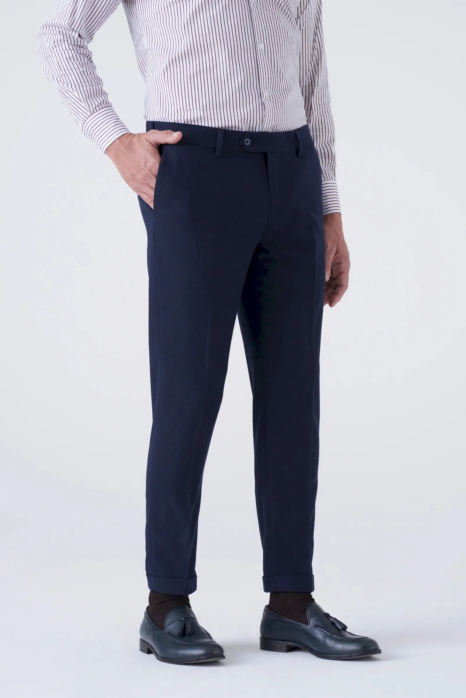 Pantaloni classici in lana rasata