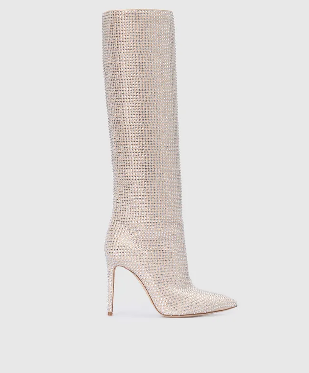 Paris Texas Stivali in camoscio beige chiaro con strass PX517XSACH