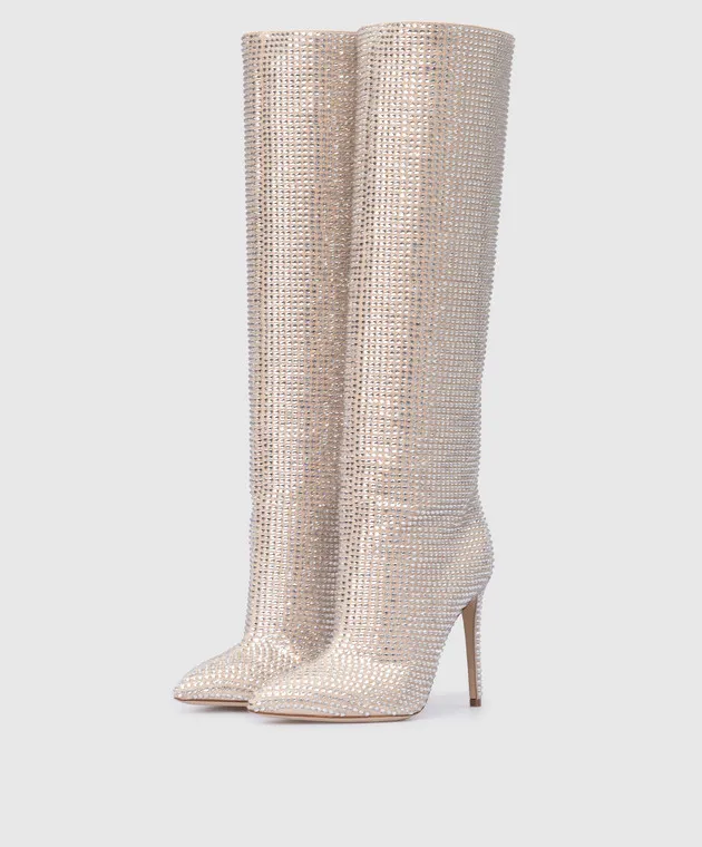 Paris Texas Stivali in camoscio beige chiaro con strass PX517XSACH