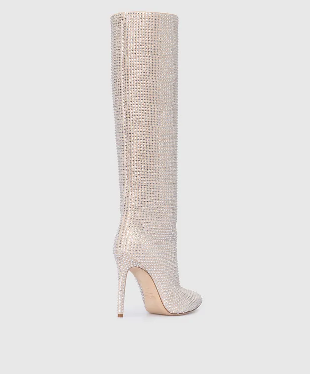 Paris Texas Stivali in camoscio beige chiaro con strass PX517XSACH