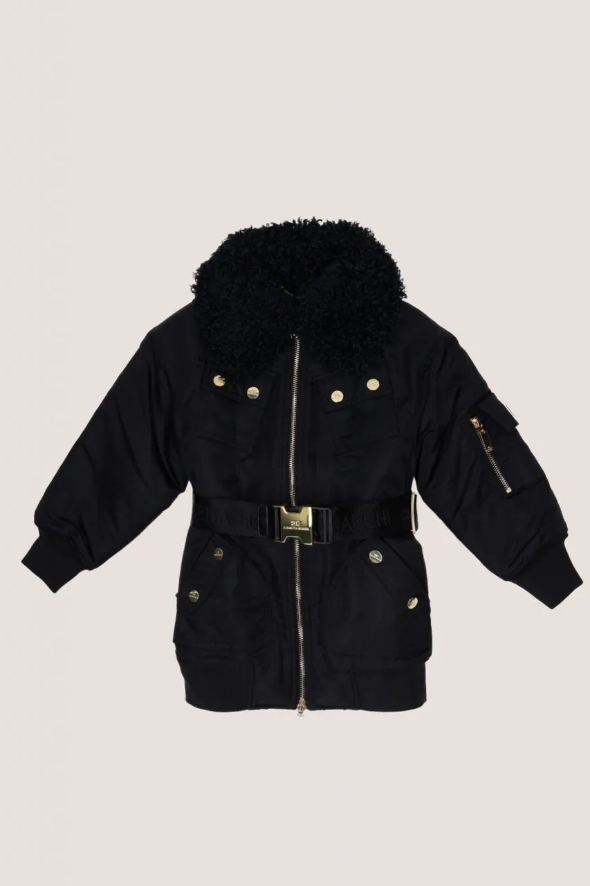Parka con cintura logata Nero