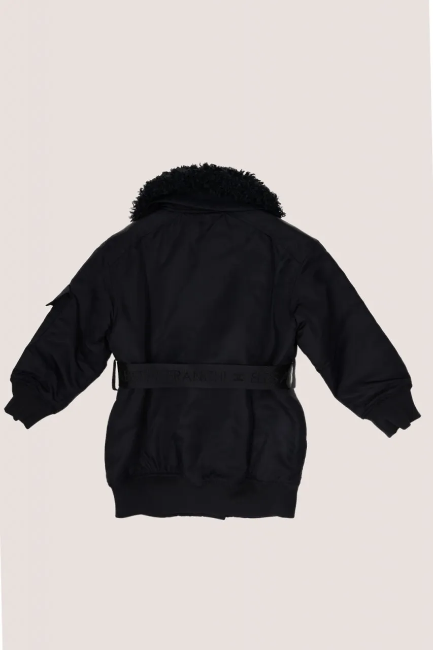 Parka con cintura logata Nero