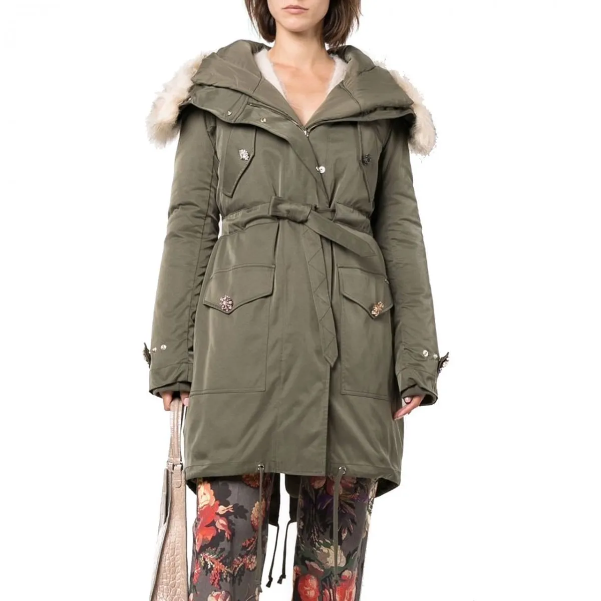 Parka Con Cintura, Verde