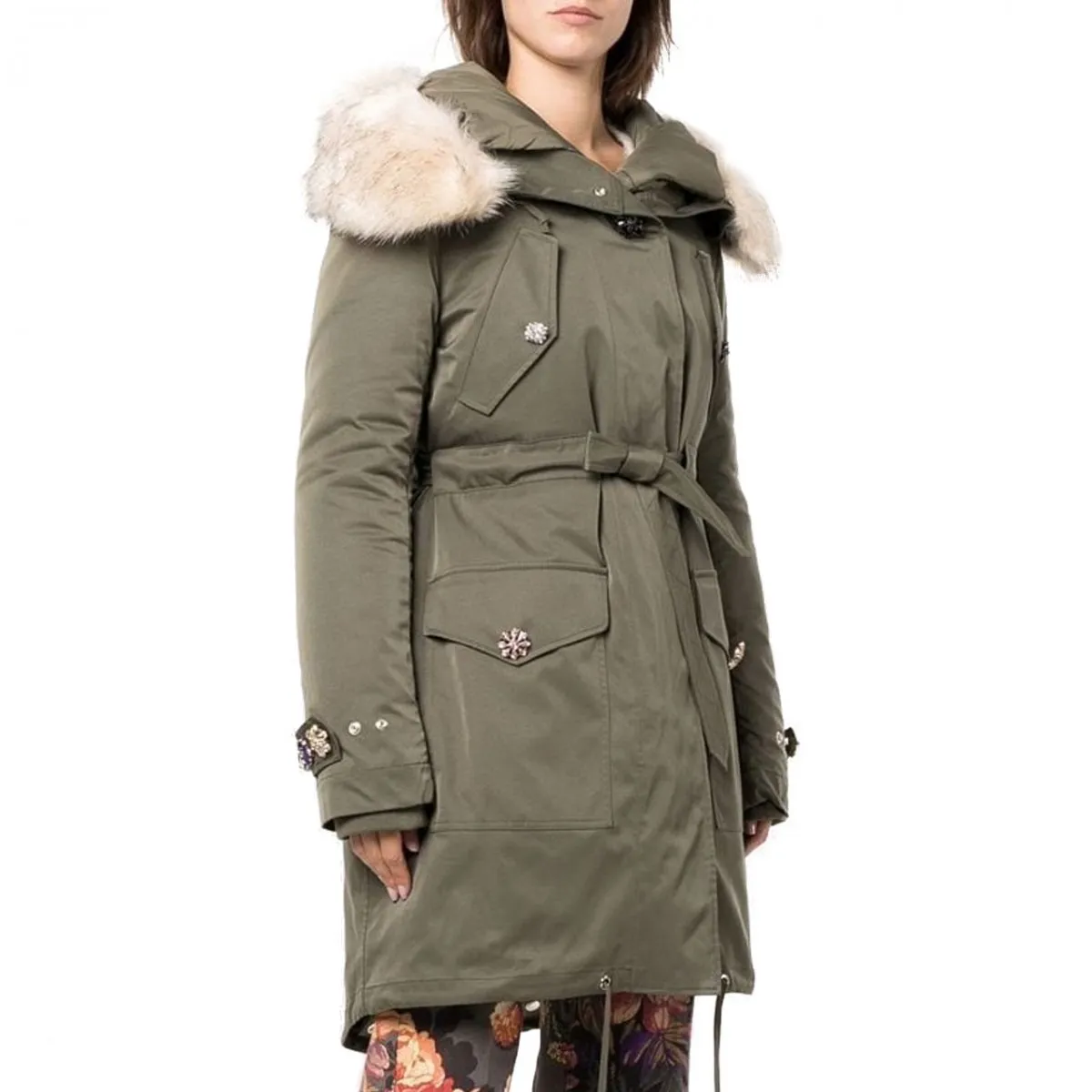 Parka Con Cintura, Verde