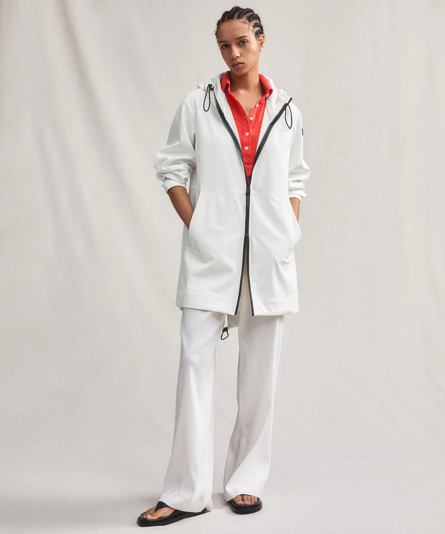Parka fishtail in nylon stretch