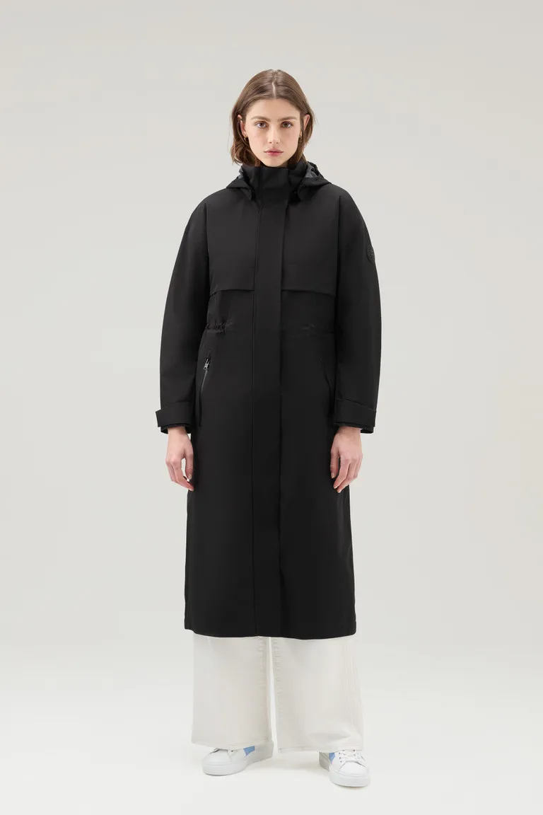 Parka impermeabile in tessuto Light Stretch con cappuccio staccabile                                                            
