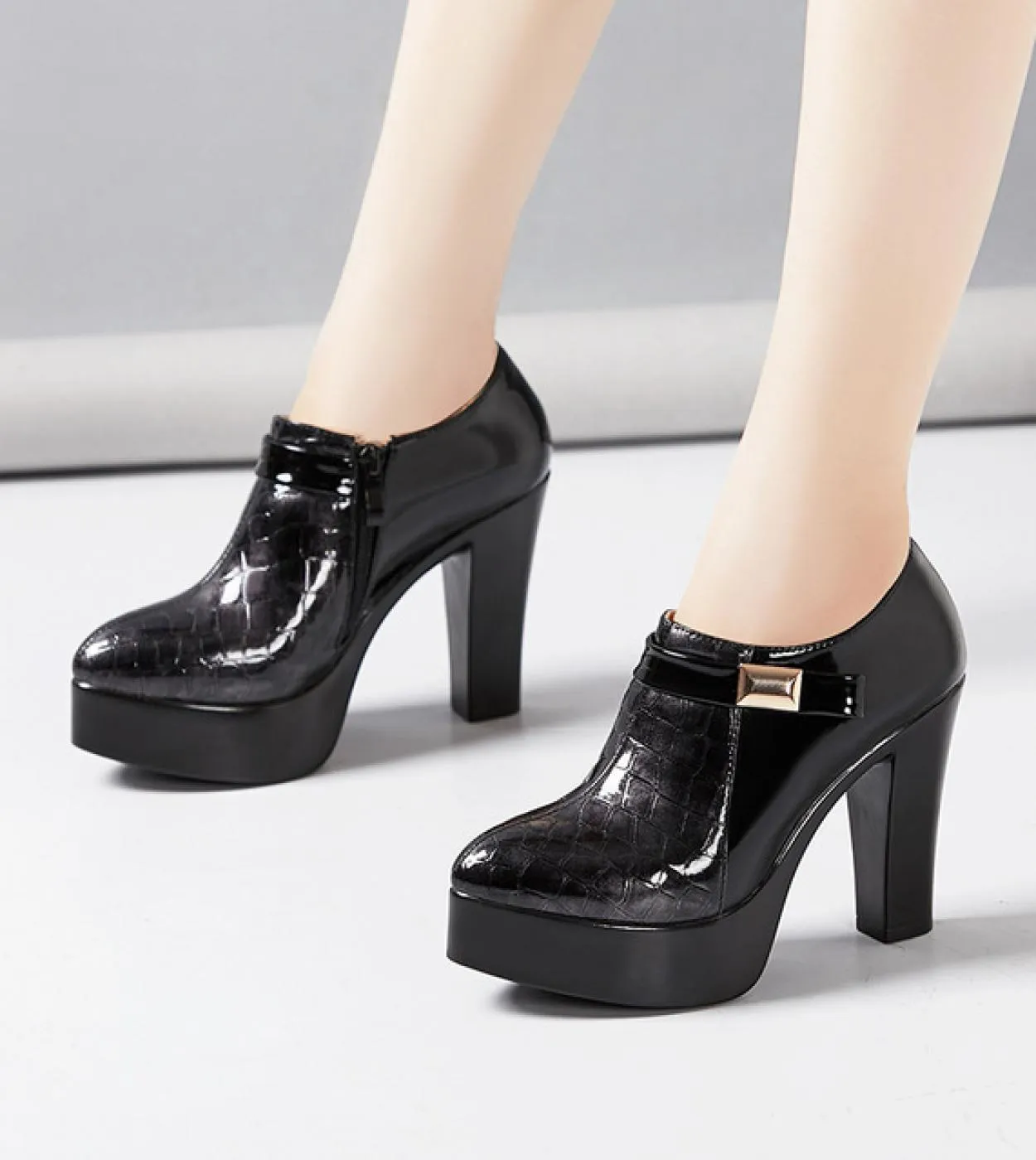 Plus Size 32 43 Block Heel Deep Mouth Platform Pumps Scarpe da donna 2022 Autunno Inverno Scarpe con tacco alto Ladies Office Pa