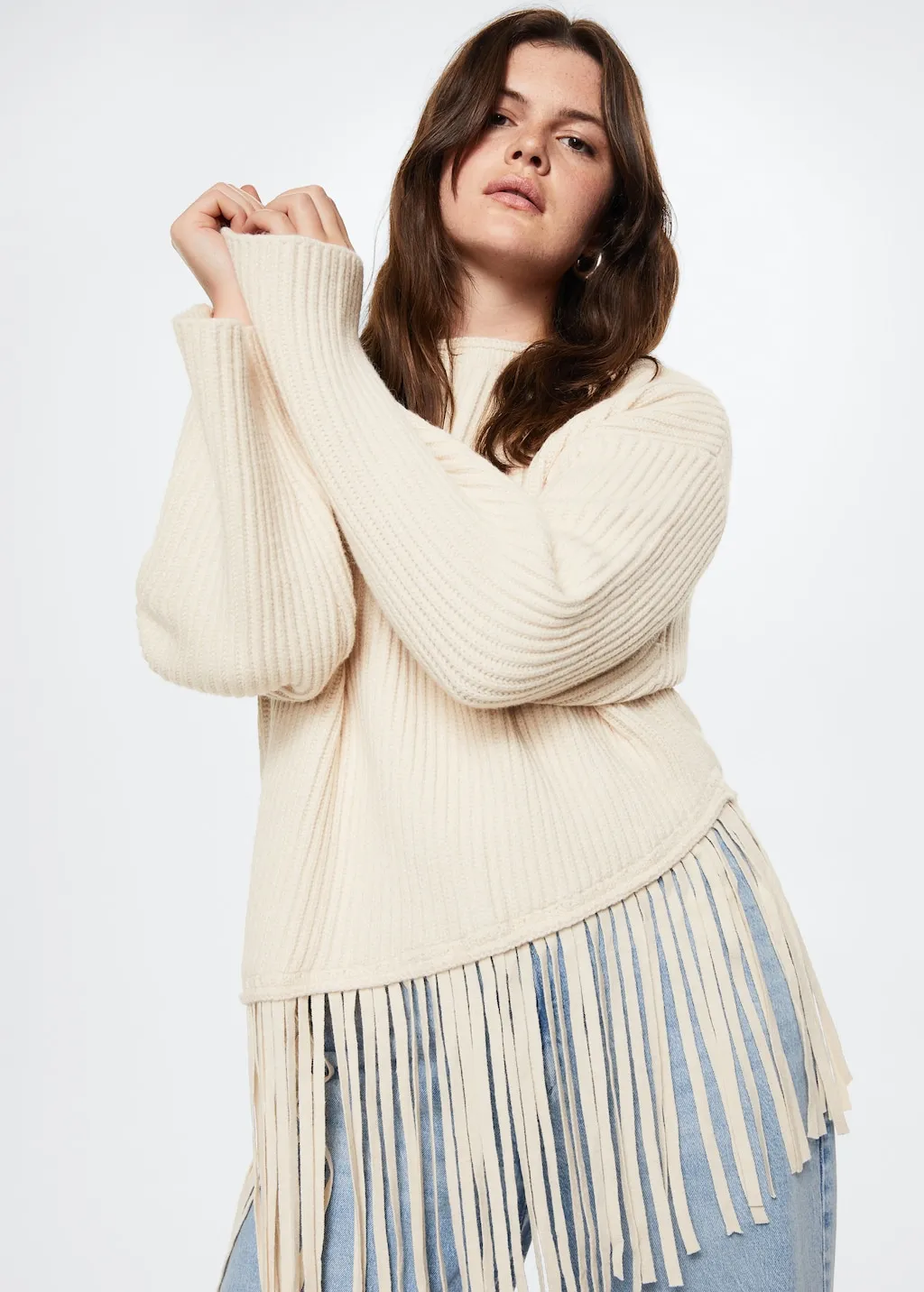 Pullover bordo inferiore frange