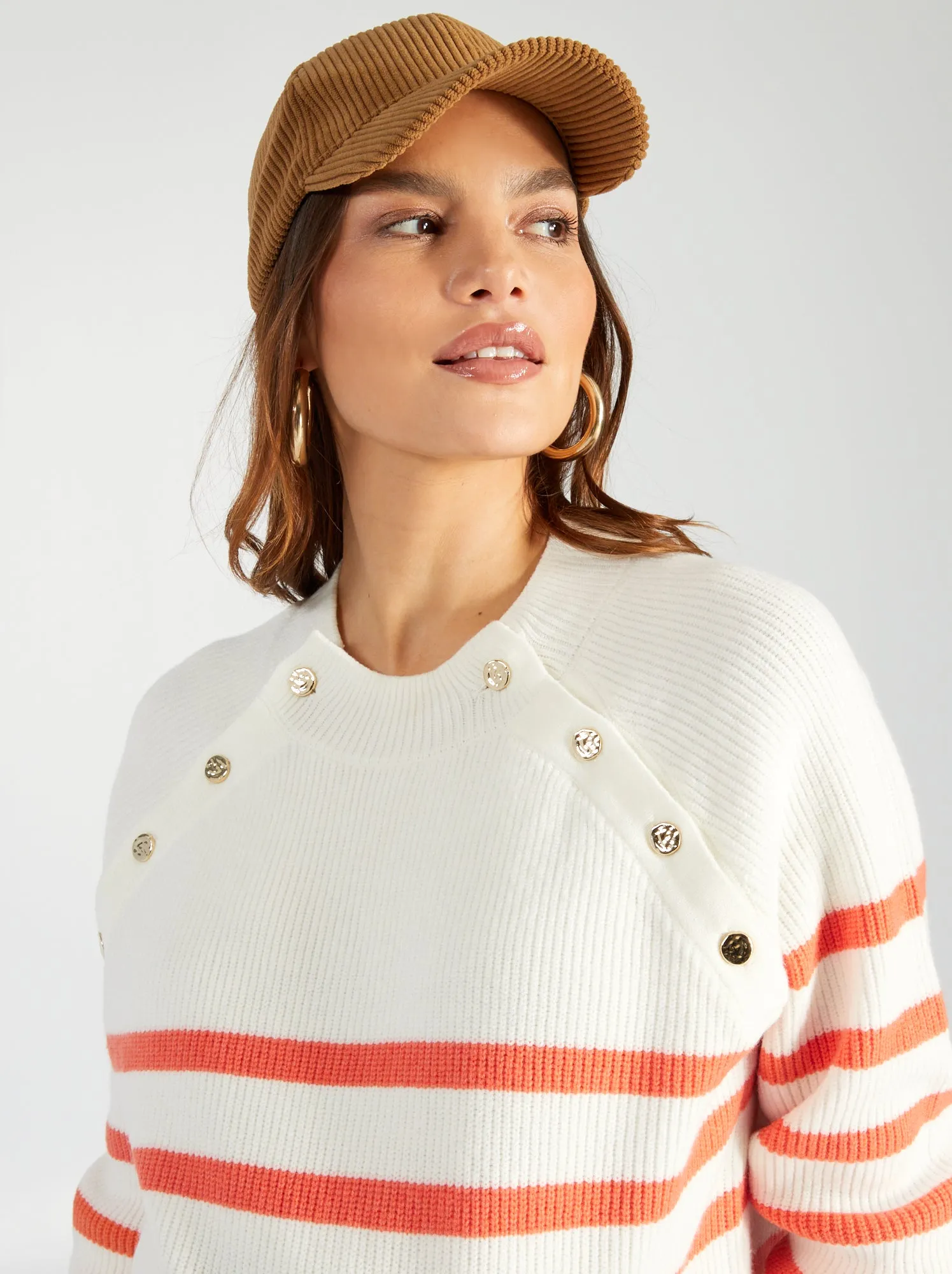 Pullover da allattamento alla marinara - BIANCO