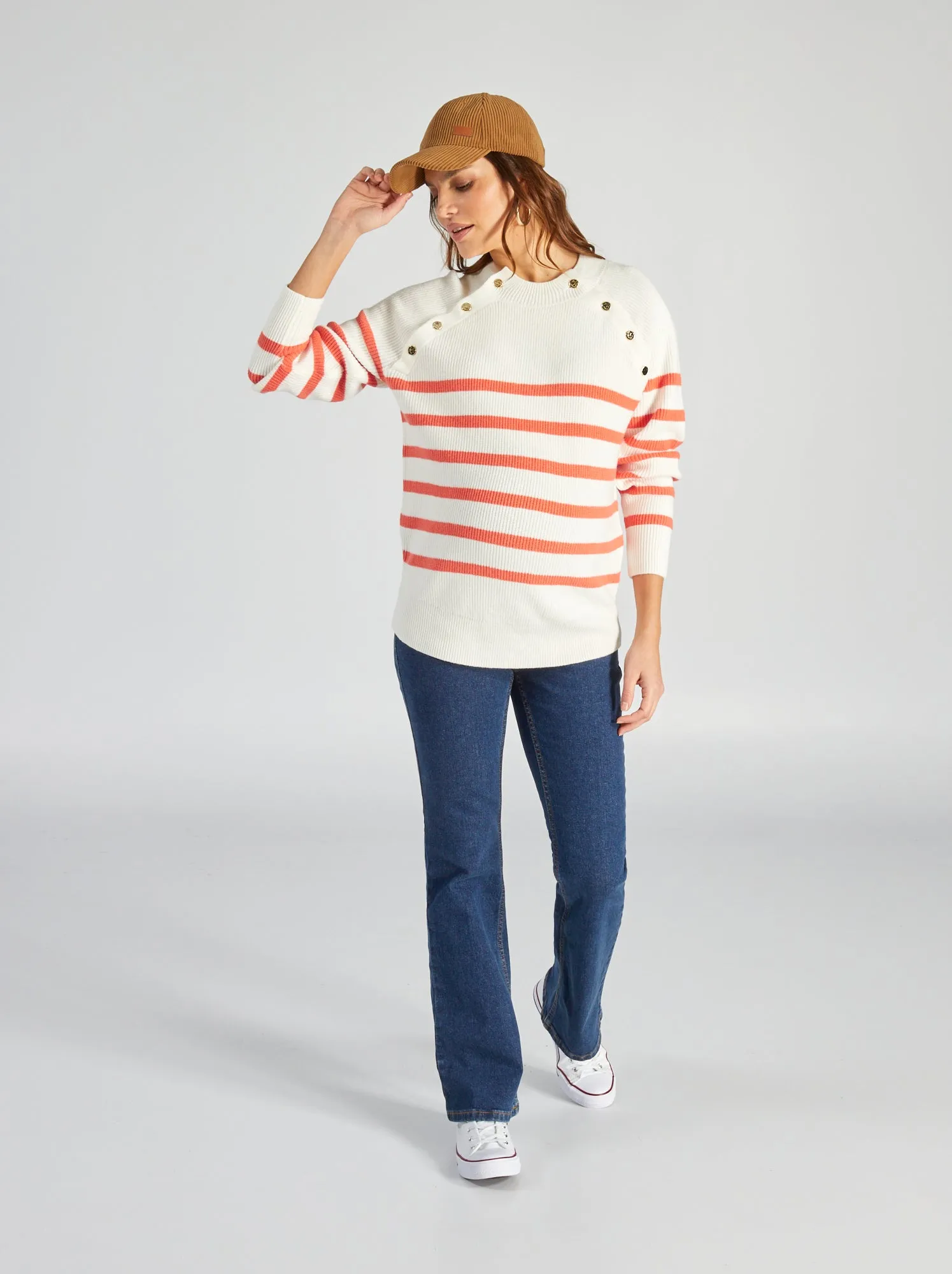 Pullover da allattamento alla marinara - BIANCO