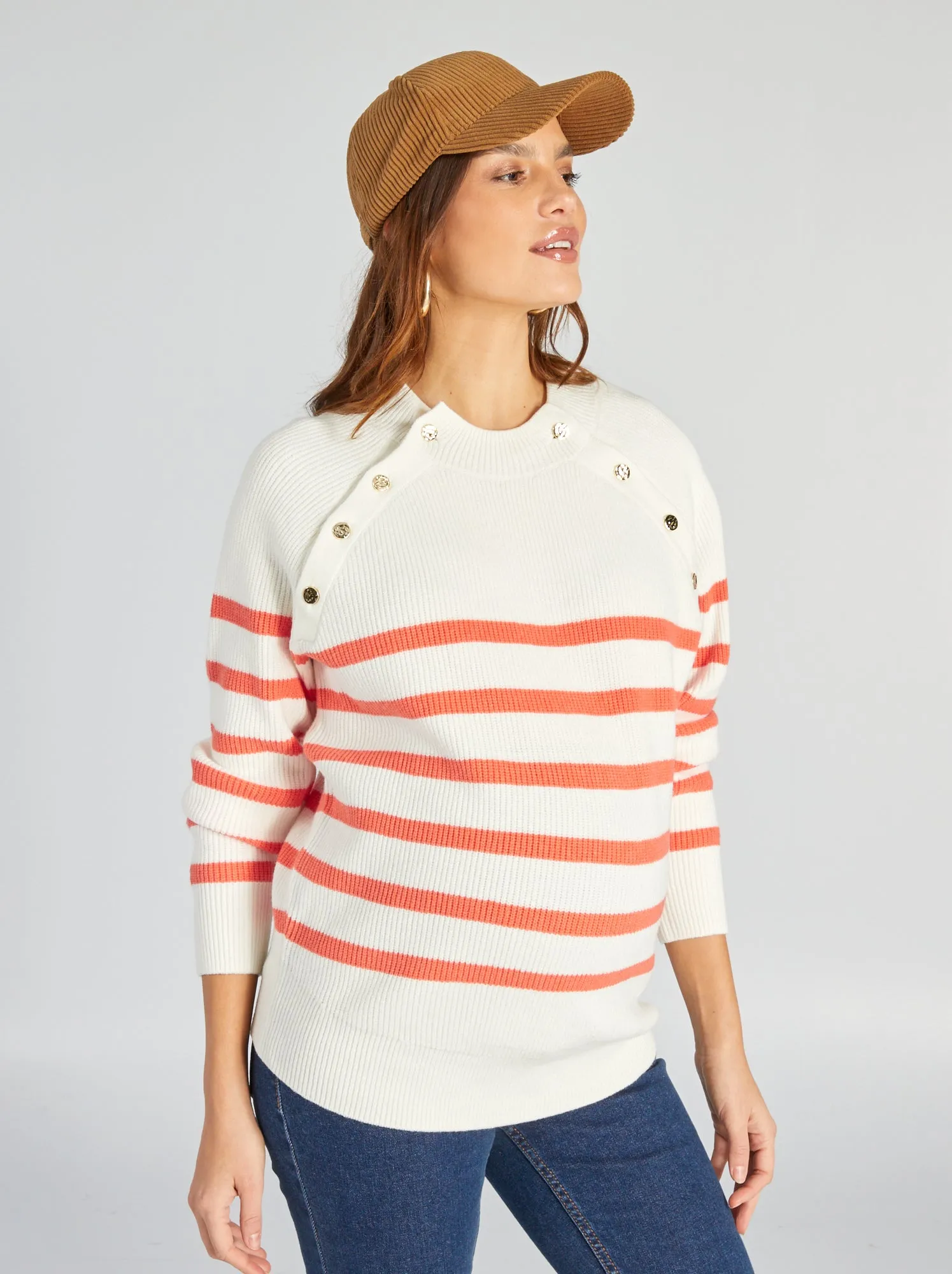 Pullover da allattamento alla marinara - BIANCO