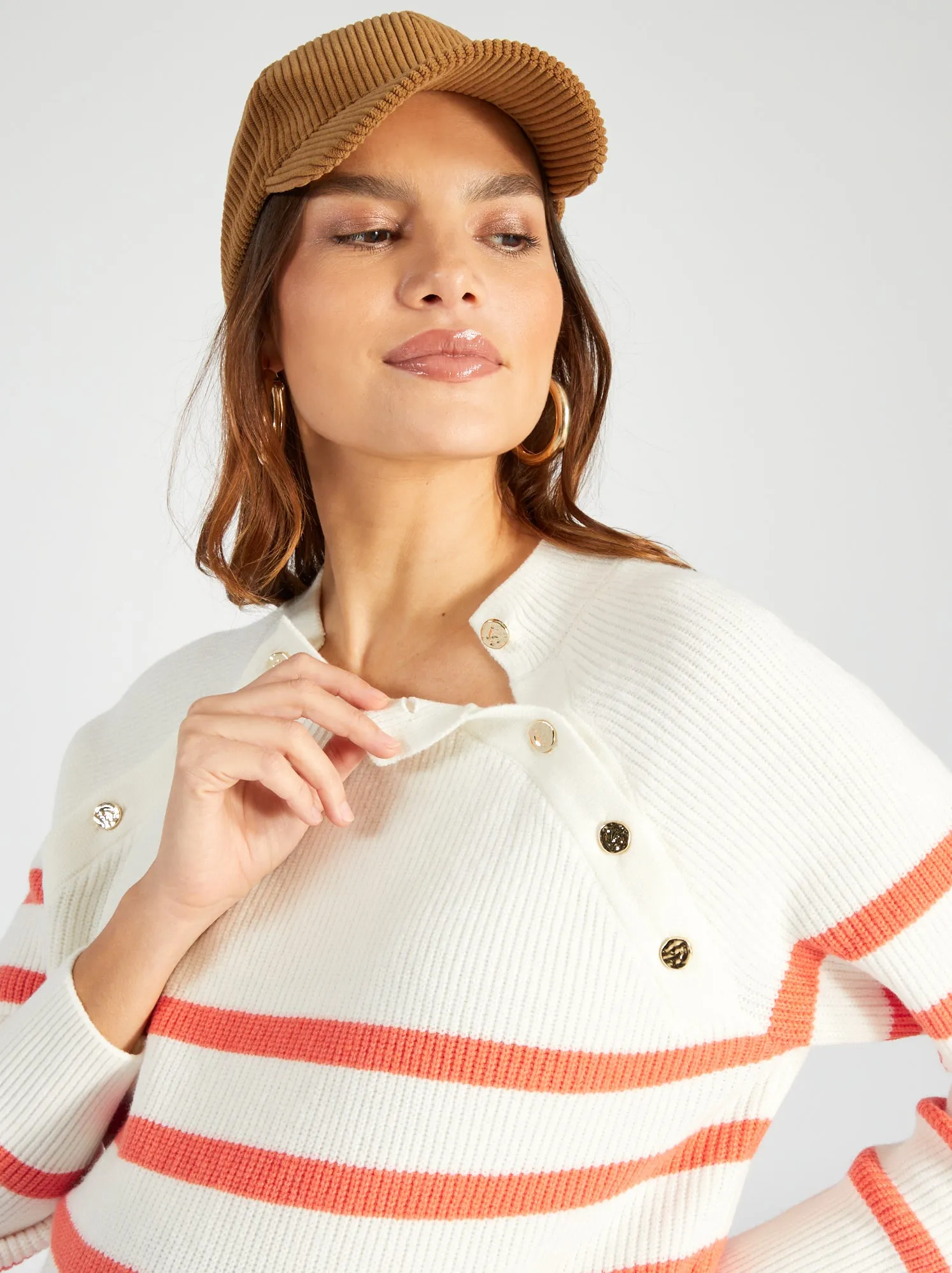 Pullover da allattamento alla marinara - BIANCO