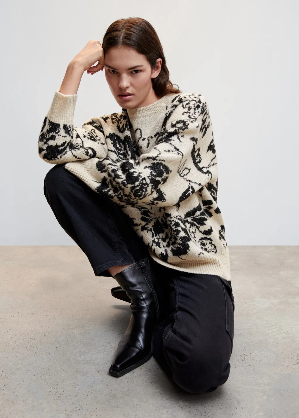 Pullover maglia fiori