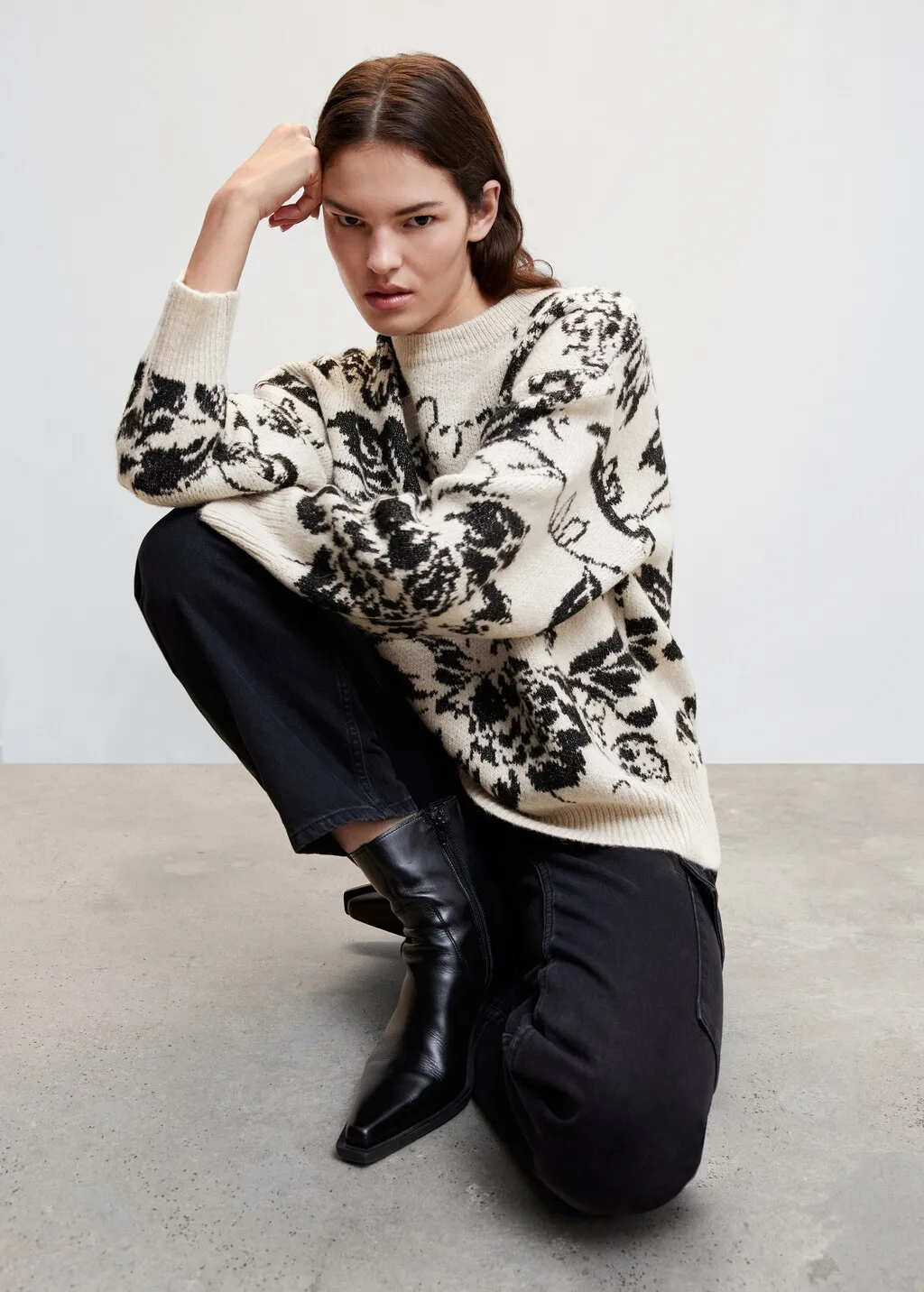 Pullover maglia fiori