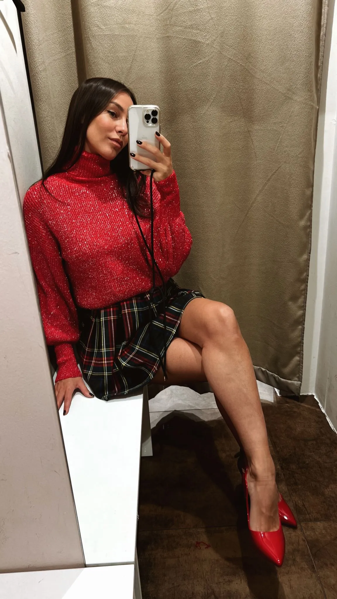 Pullover rosso in lurex