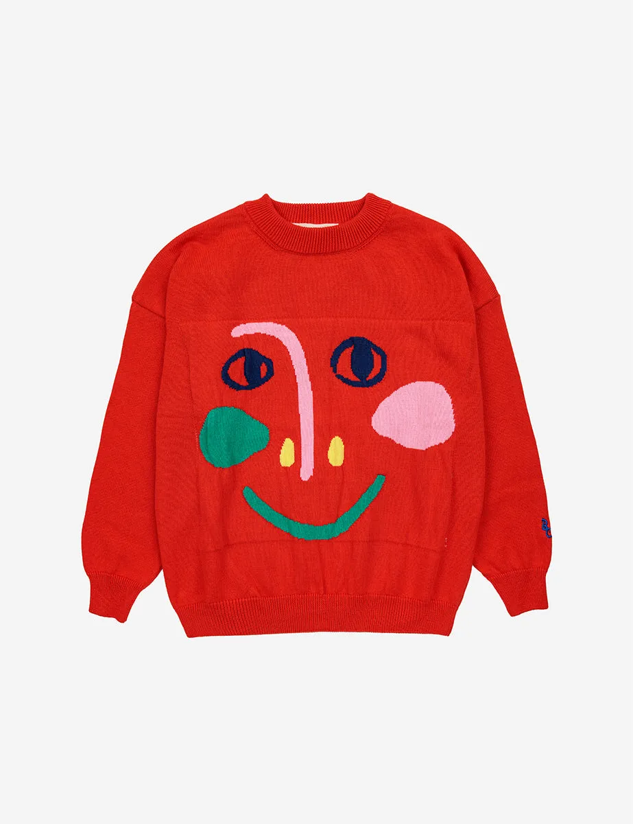 pullover smiling mask rosso