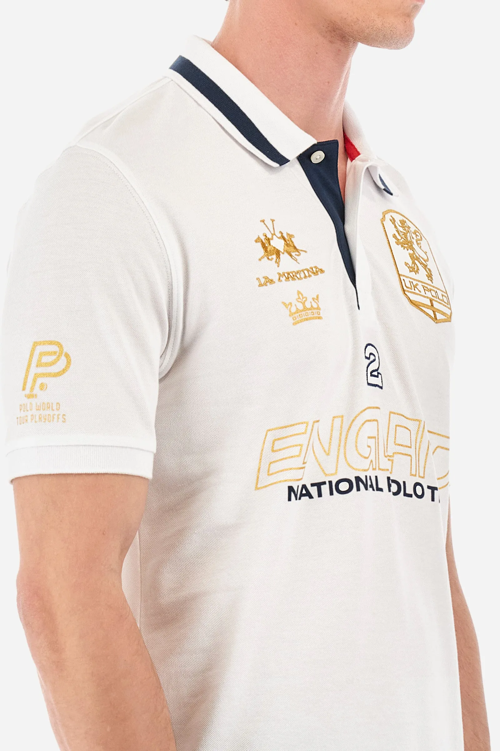 Regular-fit polo shirt in elasticated cotton - Yitzhak