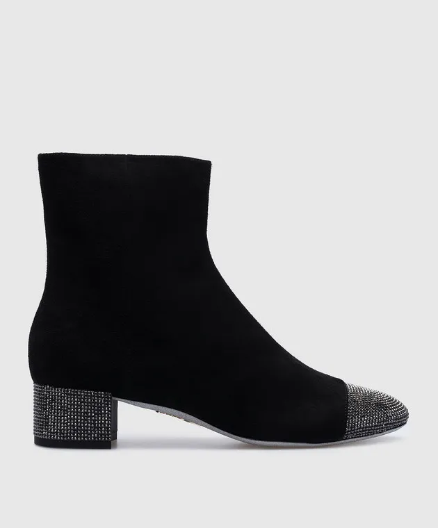 Rene Caovilla Stivali in camoscio nero con strass C11852040