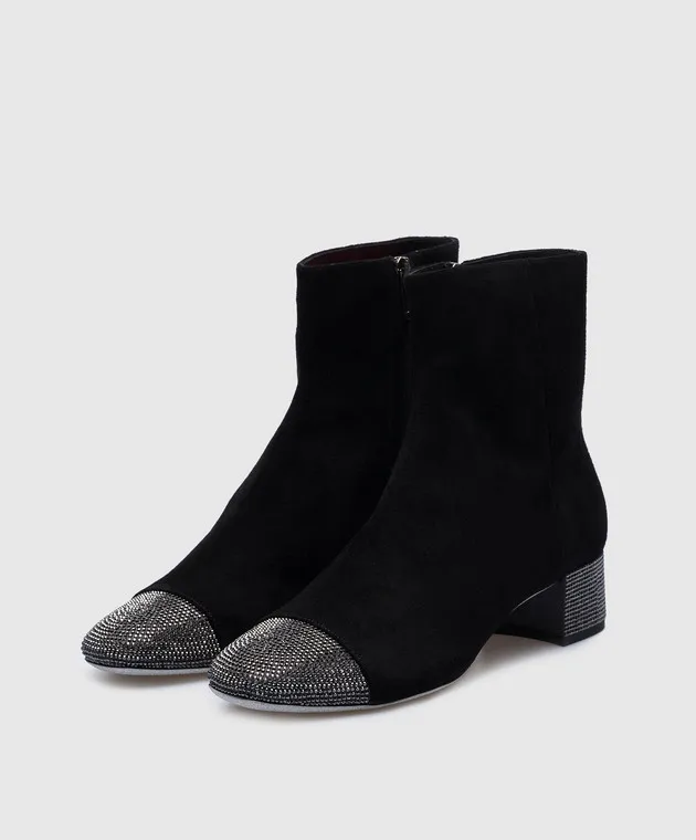 Rene Caovilla Stivali in camoscio nero con strass C11852040